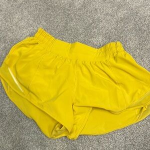 Yellow lululemon hotty hot shorts